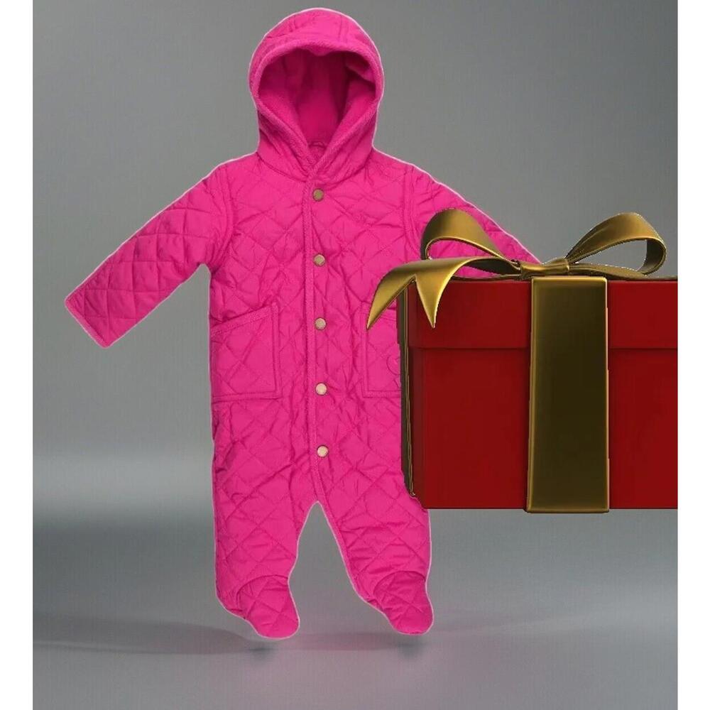 Polo Ralph Lauren Baby Girl's Quilted Snow Suit Bunting Size 9 M Pink
